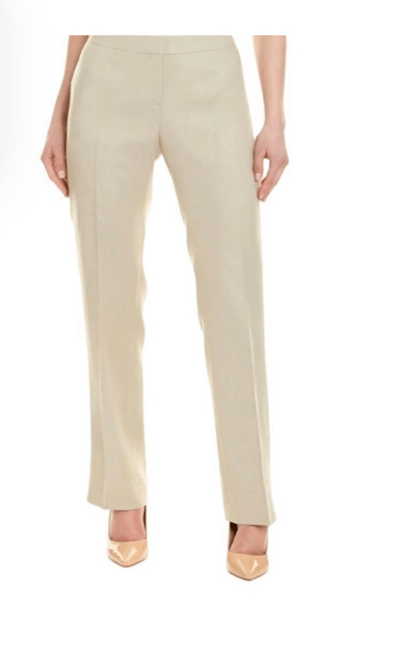 Lafayette 148 Barrow Cream Barrow Linen Pleated Slacks SZ 4P Office Siren